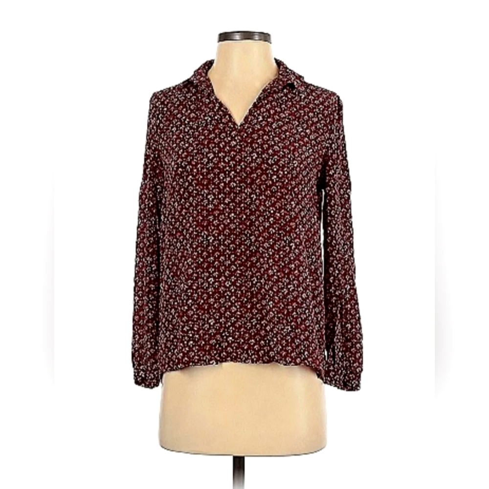 Massimo Dutti Womens Burgundy Silk Blouse & Pant Set Size 4 & 8 EUC